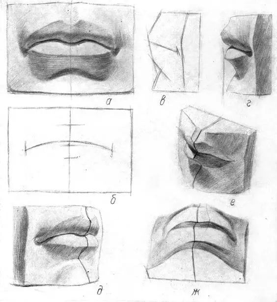 一组适合零基础临摹的素描教程干货，建议收藏【1】# 几何体结构展示 #【2】# 石膏人像结构展示 #【3】# 头骨结构展示 #【4】# 五官石膏结构分析 #