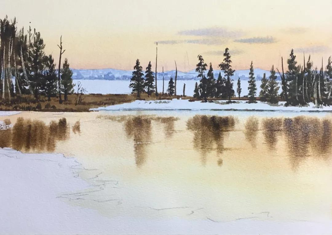 水彩画入门教程：冬天风景画法步骤和技巧图文详解