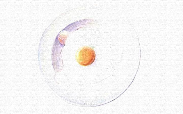 彩铅画荷包蛋教程步骤图
