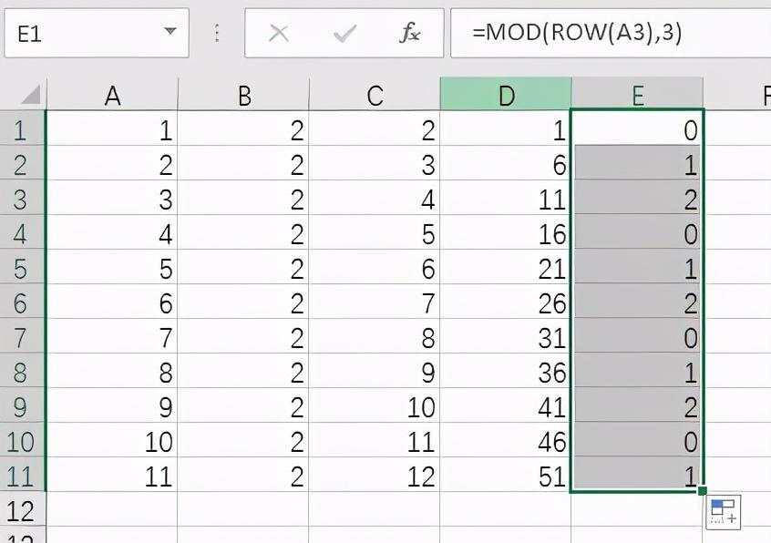 Excel入门：循环数列的构造和使用技巧